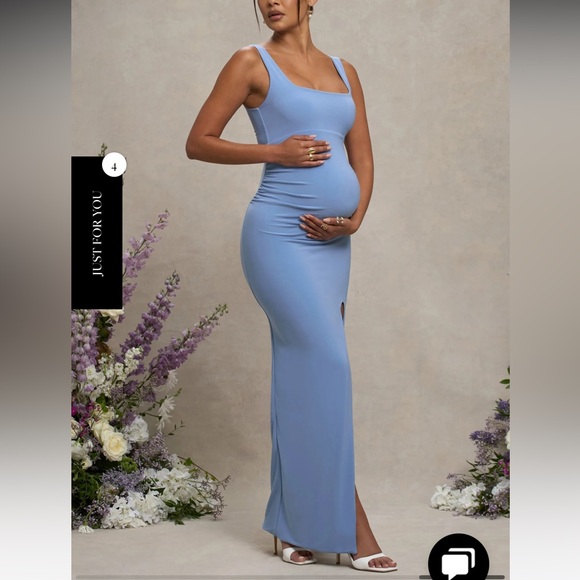 Club L London Avril Pwder Blue Maternity Dress - Picture 1 of 6